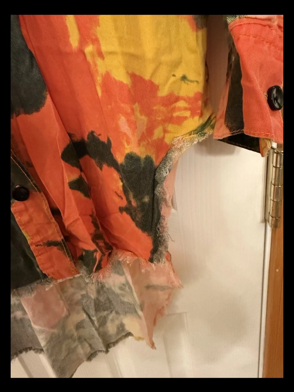 Thrill Jeans Hi Low Tie-Dyed Button Up Shirt Duster XL Destroyed Colorful Cotton - Picture 7 of 13